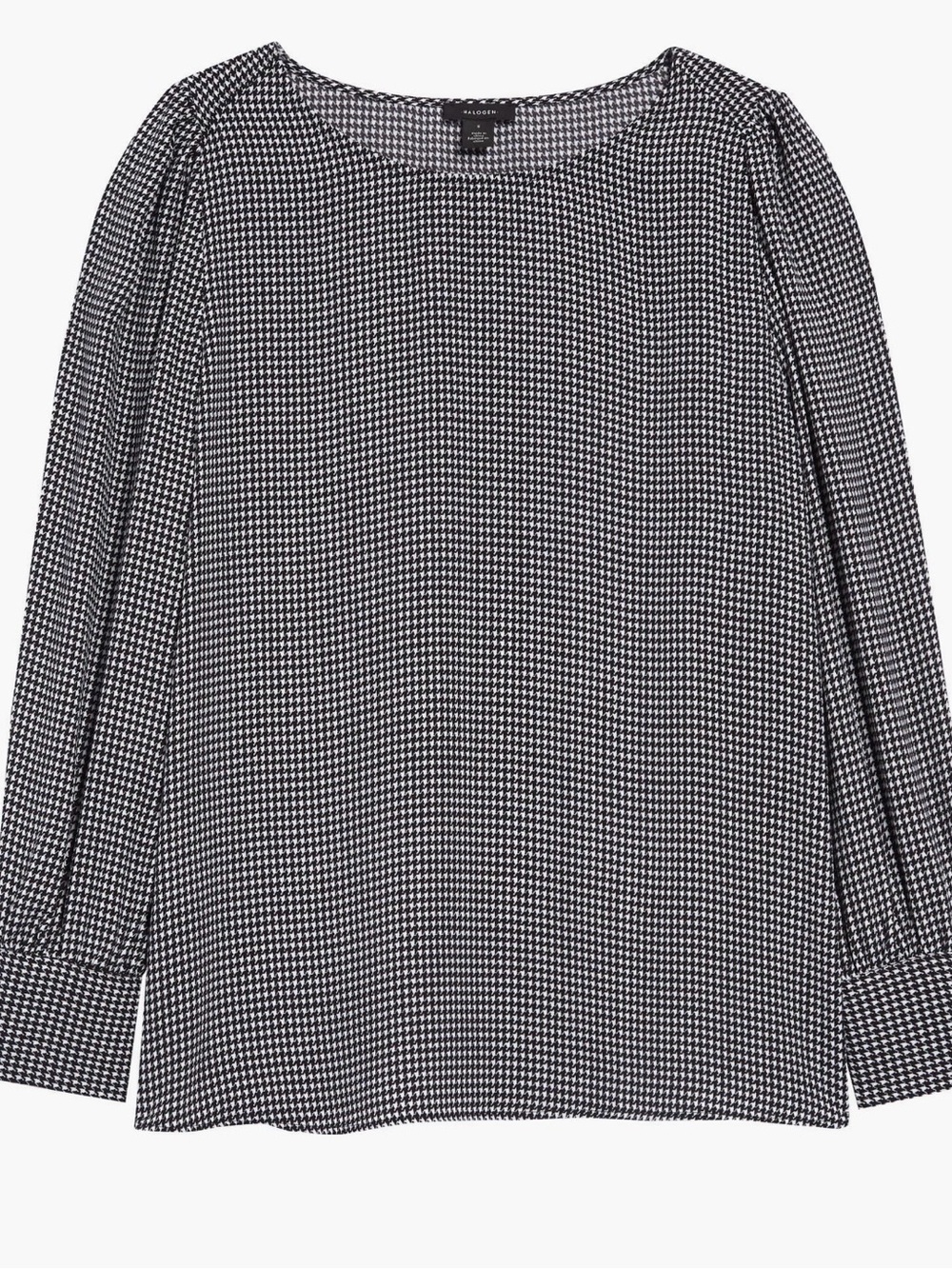 Halogen Black and White Houndstooth Blouse Medium EUC
